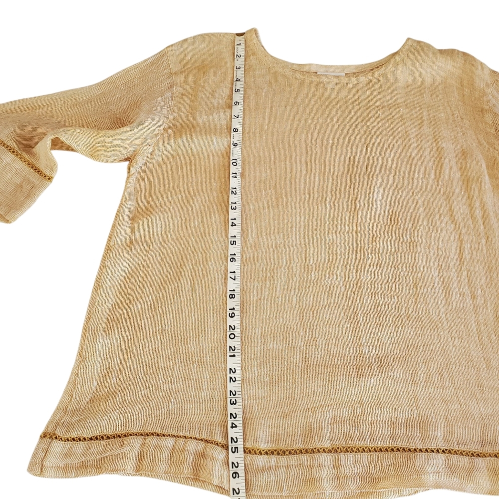 J.Jill Elegant Linen Open Weave Beige Women's Top - Picture 11 of 14